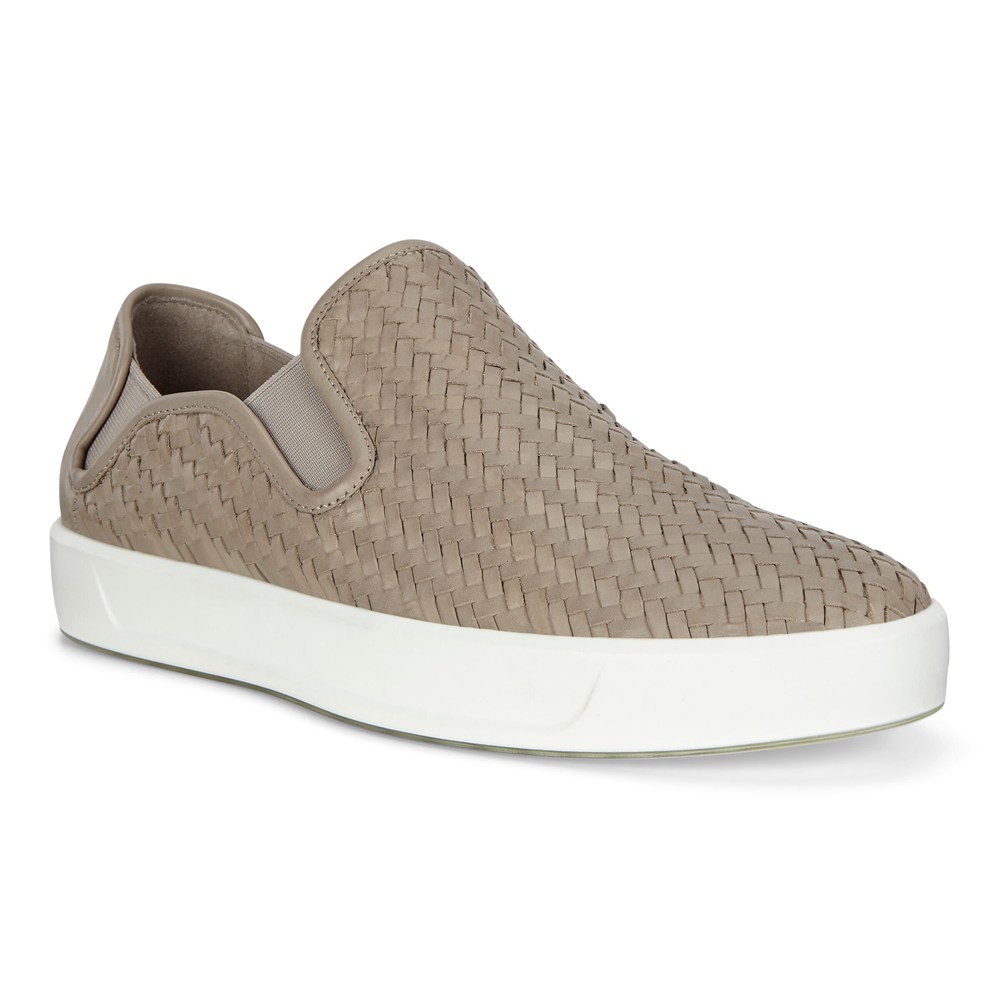 ECCO Mens Slip On Grey - Soft 8 Sneakers - FDU-379825